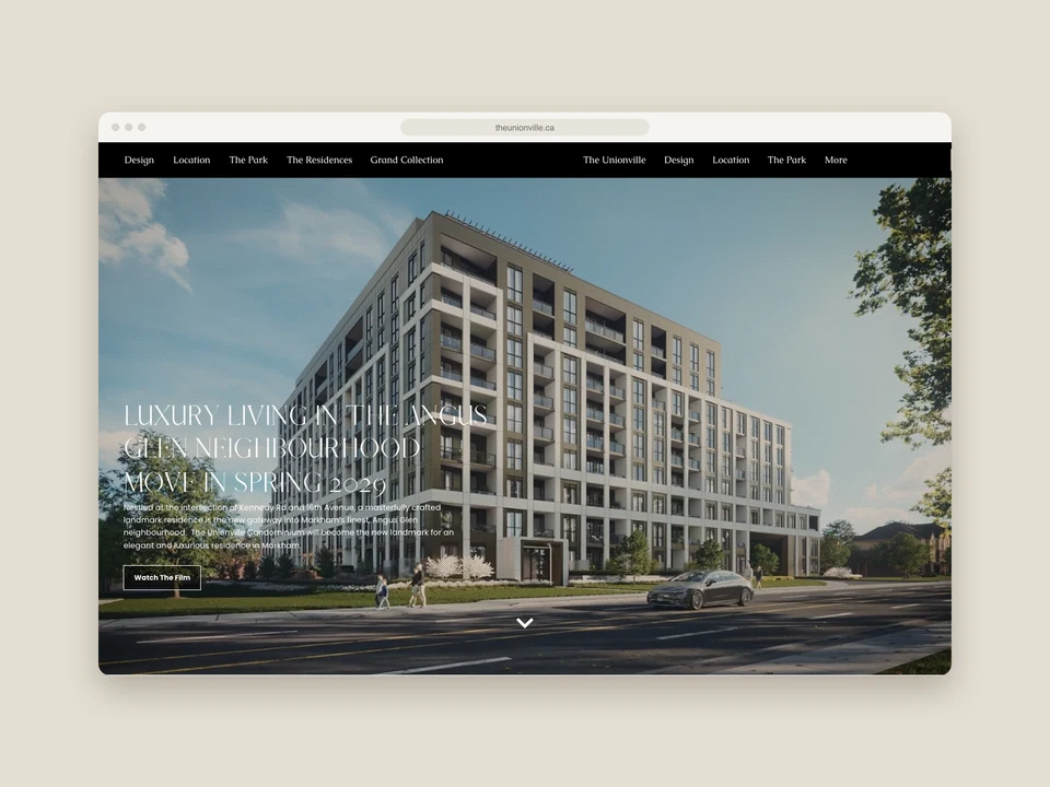 The Unionville — the home page of the website, in a browser window